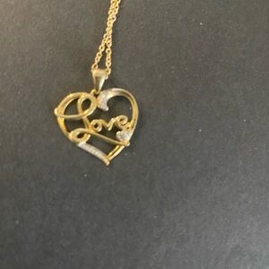 925 Love Heart Goldtone Pendant Necklace